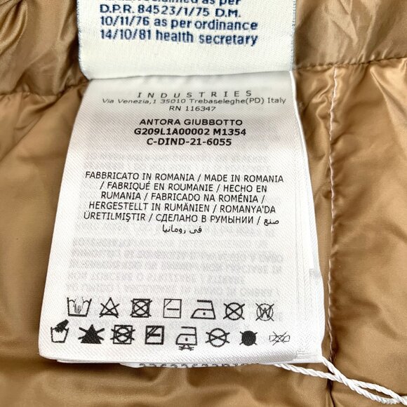 Moncler Womens Pink Down Puffer Jacket With High Neck Zipper & Snap Closures Log - Picture 8 of 8